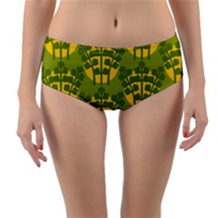 Texture Plant Herbs Green Reversible Mid-waist Bikini Bottoms by Mariart