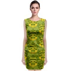 Texture Plant Herbs Green Sleeveless Velvet Midi Dress