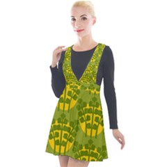 Texture Plant Herbs Green Plunge Pinafore Velour Dress