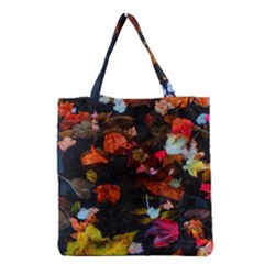 Leaves And Puddle Grocery Tote Bag by okhismakingart