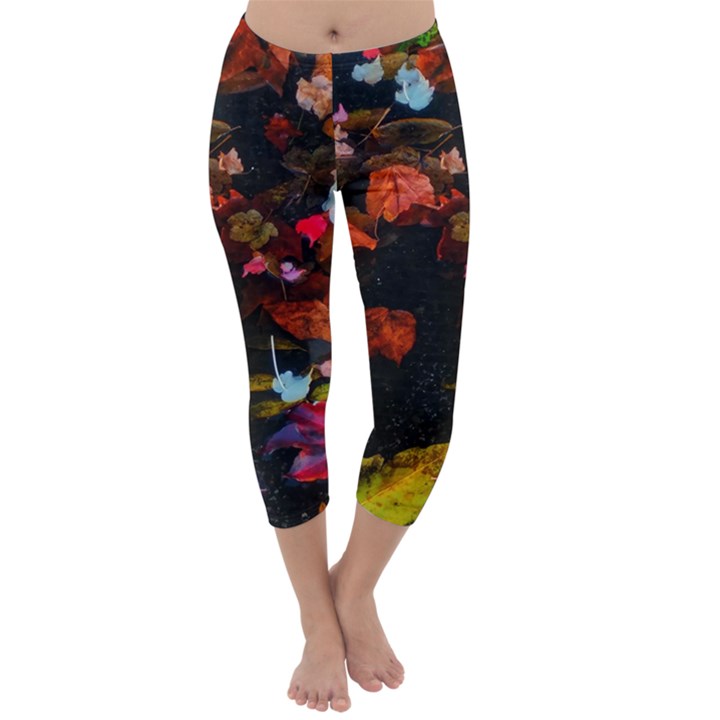 Leaves and Puddle Capri Winter Leggings 