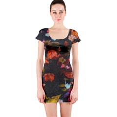 Leaves And Puddle Short Sleeve Bodycon Dress by okhismakingart