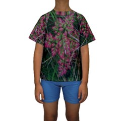 Pink-fringed Leaves Kids  Short Sleeve Swimwear by okhismakingart