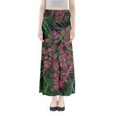 Pink-fringed Leaves Full Length Maxi Skirt by okhismakingart