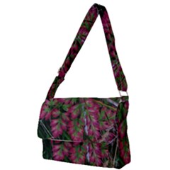 Pink-fringed Leaves Full Print Messenger Bag by okhismakingart