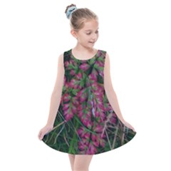 Pink-fringed Leaves Kids  Summer Dress by okhismakingart