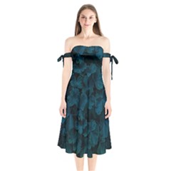 Columbine Leaves Shoulder Tie Bardot Midi Dress by okhismakingart