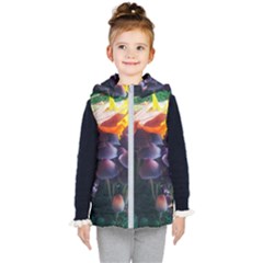 Mushrooms Kids  Hooded Puffer Vest by okhismakingart