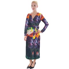 Mushrooms Velvet Maxi Wrap Dress by okhismakingart