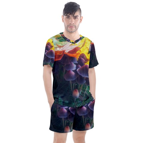 Mushrooms Men s Mesh Tee And Shorts Set by okhismakingart