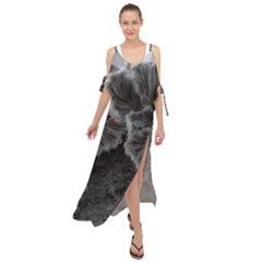 Tree Fungus Black And White Maxi Chiffon Cover Up Dress by okhismakingart