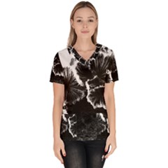 Tree Fungus High Contrast Women s V-neck Scrub Top by okhismakingart