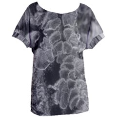 Tree Fungus Branch Vertical Black And White Women s Oversized Tee by okhismakingart