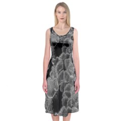 Tree Fungus Branch Vertical Black And White Midi Sleeveless Dress by okhismakingart