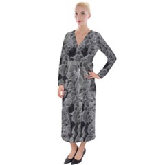 Tree Fungus Branch Vertical Black And White Velvet Maxi Wrap Dress by okhismakingart