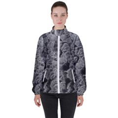 Tree Fungus Branch Vertical Black And White Women s High Neck Windbreaker by okhismakingart