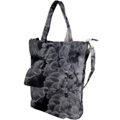 Tree Fungus Branch Vertical Black And White Shoulder Tote Bag by okhismakingart