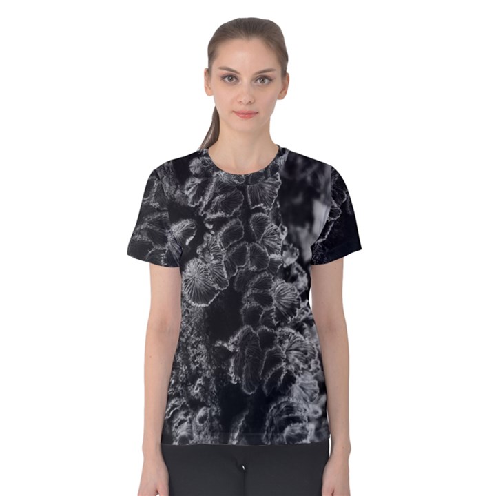 Tree Fungus Branch Vertical High Contrast Women s Cotton Tee