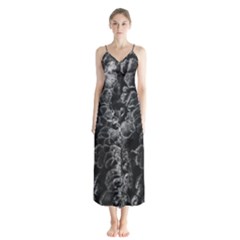 Tree Fungus Branch Vertical High Contrast Button Up Chiffon Maxi Dress by okhismakingart