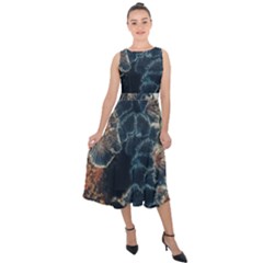 Tree Fungus Branch Vertical Midi Tie-back Chiffon Dress by okhismakingart