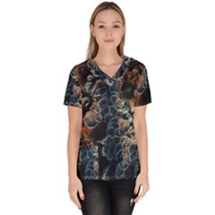 Tree Fungus Branch Vertical Women s V-neck Scrub Top by okhismakingart