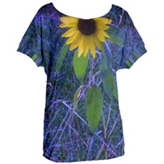 Blue Sunflower Women s Oversized Tee by okhismakingart