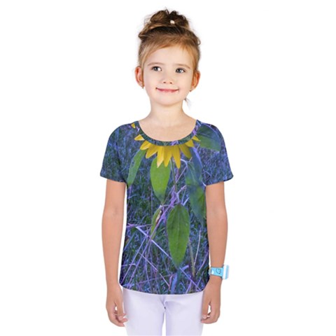 Blue Sunflower Kids  One Piece Tee by okhismakingart