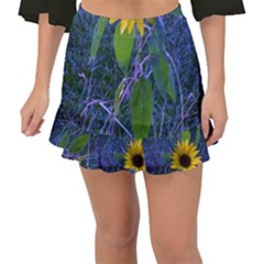 Blue Sunflower Fishtail Mini Chiffon Skirt by okhismakingart