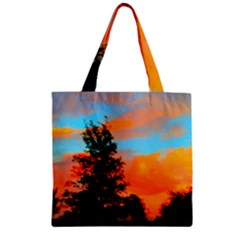 Neon Landscape Zipper Grocery Tote Bag by okhismakingart