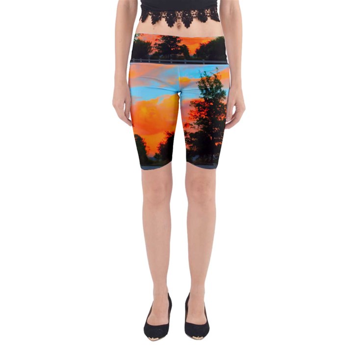 Neon Landscape Yoga Cropped Leggings