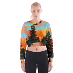 Neon Landscape Cropped Sweatshirt by okhismakingart