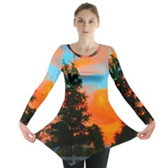 Neon Landscape Long Sleeve Tunic  by okhismakingart