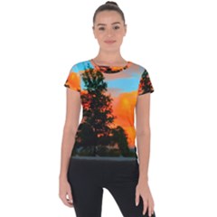 Neon Landscape Short Sleeve Sports Top  by okhismakingart