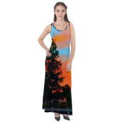 Neon Landscape Sleeveless Velour Maxi Dress