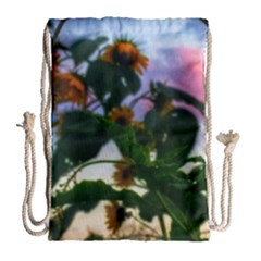 Sunflowers And Wild Weeds Drawstring Bag (large) by okhismakingart