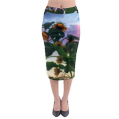 Sunflowers And Wild Weeds Midi Pencil Skirt by okhismakingart