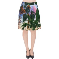 Sunflowers And Wild Weeds Velvet High Waist Skirt by okhismakingart