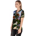 Sunflowers and Wild Weeds Women s V-Neck Scrub Top View2