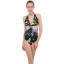 Sunflowers and Wild Weeds Halter Front Plunge Swimsuit View1