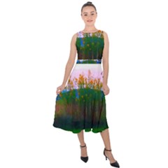 Field Of Goldenrod Midi Tie-back Chiffon Dress by okhismakingart