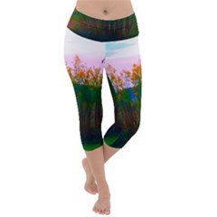 Field Of Goldenrod Lightweight Velour Capri Yoga Leggings by okhismakingart