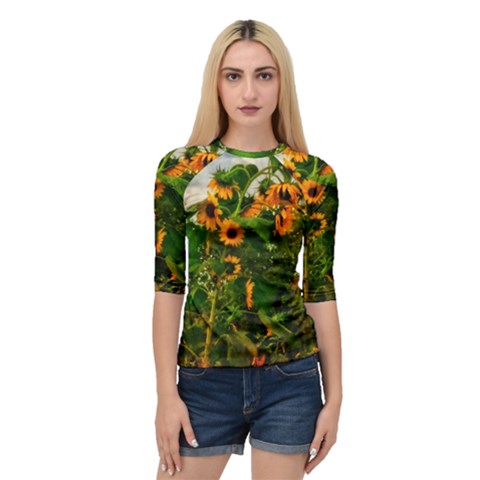 Sunflowers Quarter Sleeve Raglan Tee by okhismakingart