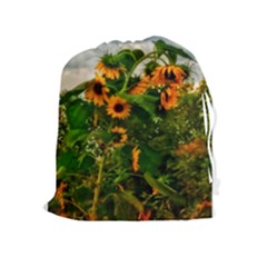 Sunflowers Drawstring Pouch (xl) by okhismakingart