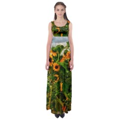 Sunflowers Empire Waist Maxi Dress by okhismakingart