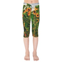 Sunflowers Kids  Capri Leggings  by okhismakingart