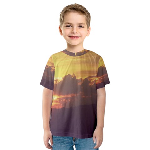 Early Sunset Kids  Sport Mesh Tee by okhismakingart