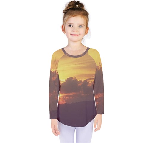 Early Sunset Kids  Long Sleeve Tee by okhismakingart