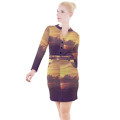 Early Sunset Button Long Sleeve Dress