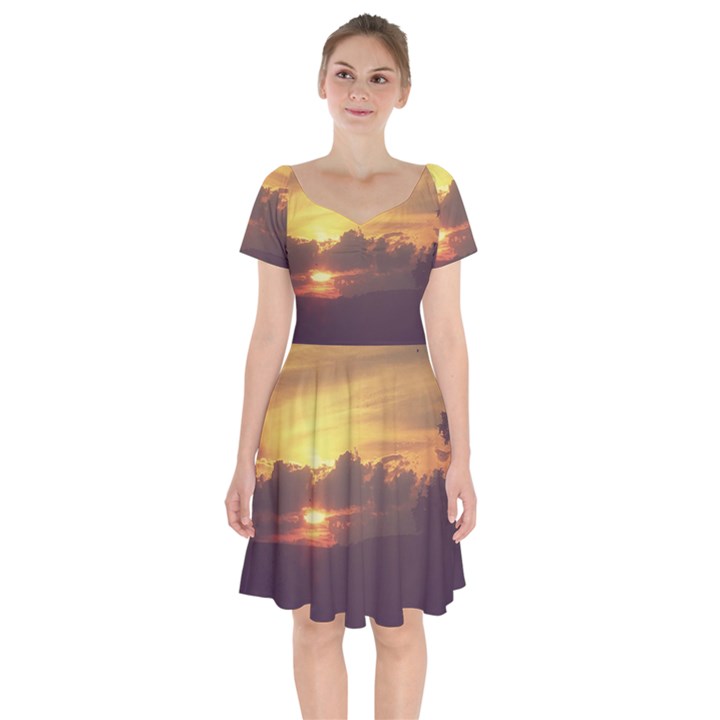 Early Sunset Short Sleeve Bardot Dress