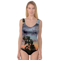 Sunflower Sunset Princess Tank Leotard  by okhismakingart